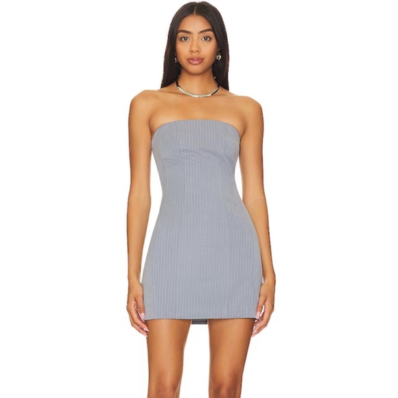 X Revolve Quinn Dress in Grey Stripe - Picture 2 of 5